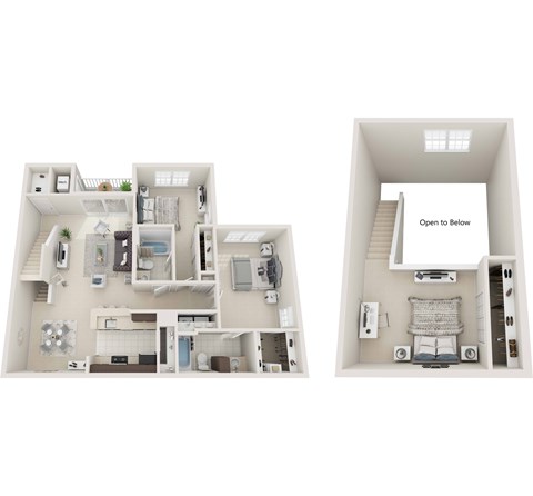 Floor plan for 2 beds, 2 baths, 1498 sqft